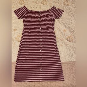 Long red & white striped dress